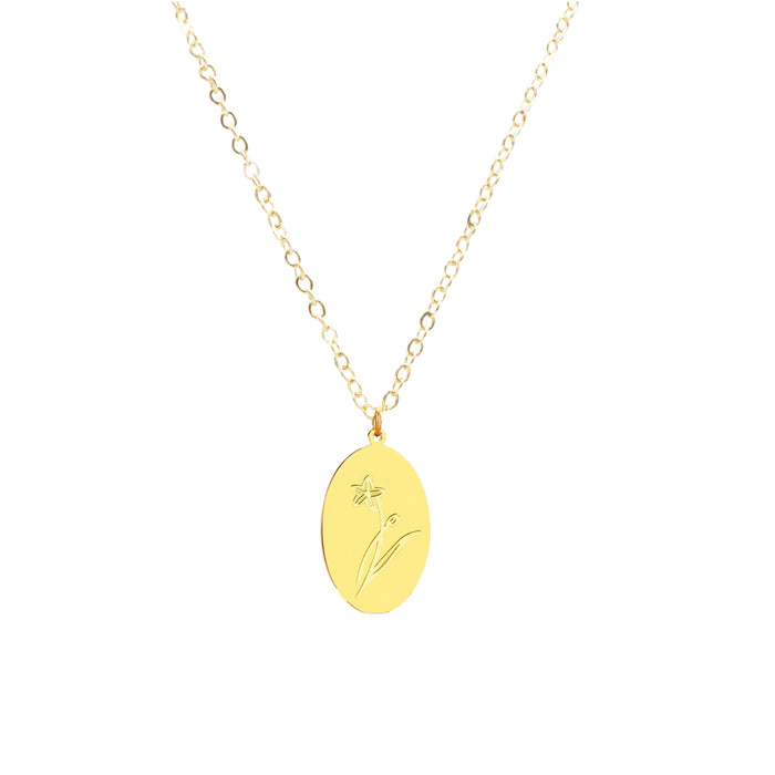 Birth Flower Collection - Daffodil Oval Necklace (March)