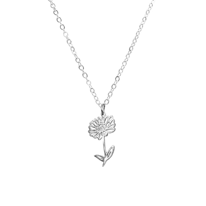 Birth Flower Collection - Silver Chrysanthemum Necklace (November) (Wholesale)