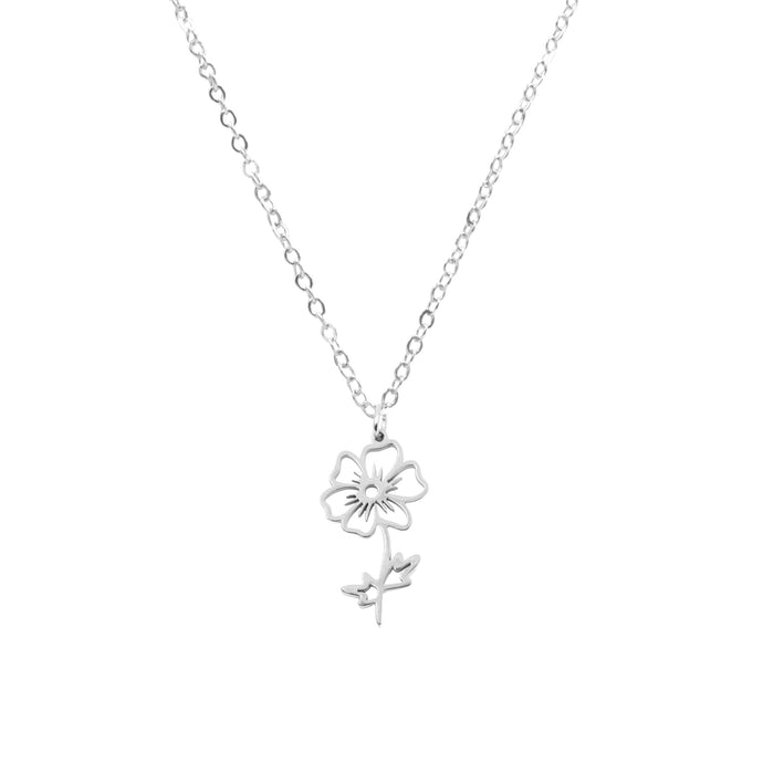 Birth Flower Collection - Silver Cosmos Necklace (October) (Wholesale)