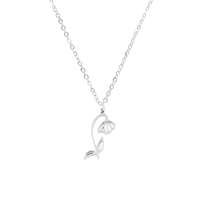 Birth Flower Collection - Silver Snowdrop Necklace (January) (Wholesale)