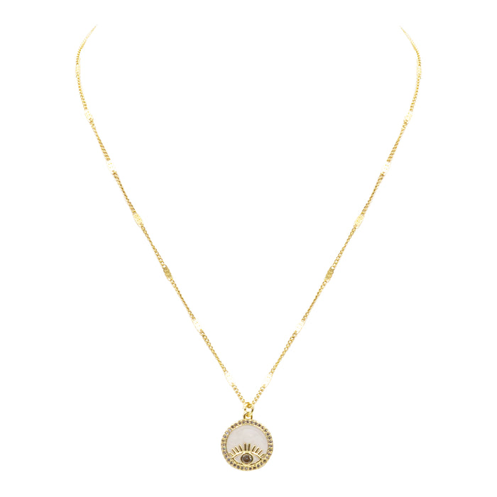 Delmira Collection - Evil Eye Ashen Bling Medallion Necklace (Wholesale)