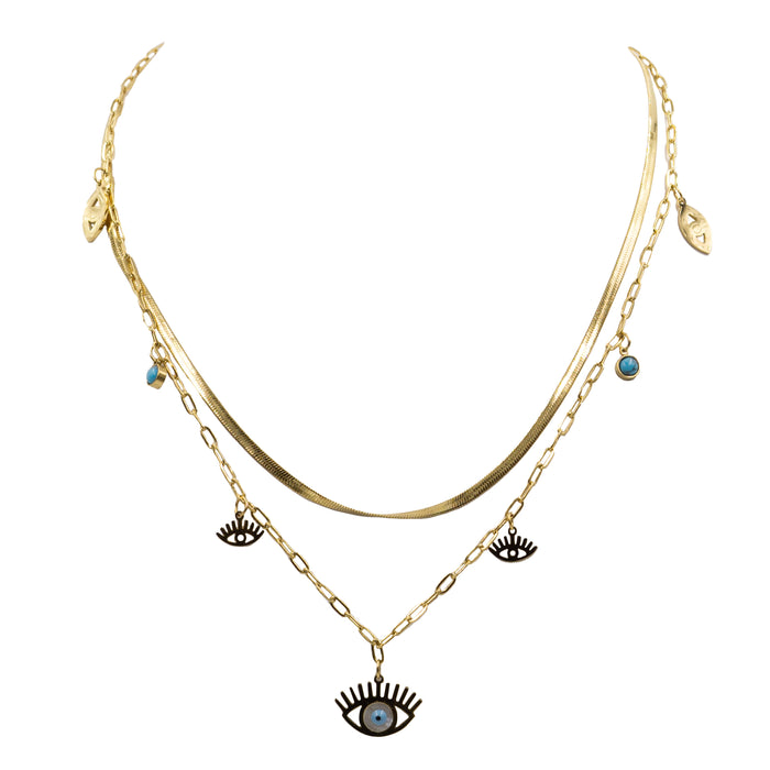 Delmira Collection - Evil Eye Charm Necklace (Ambassador)