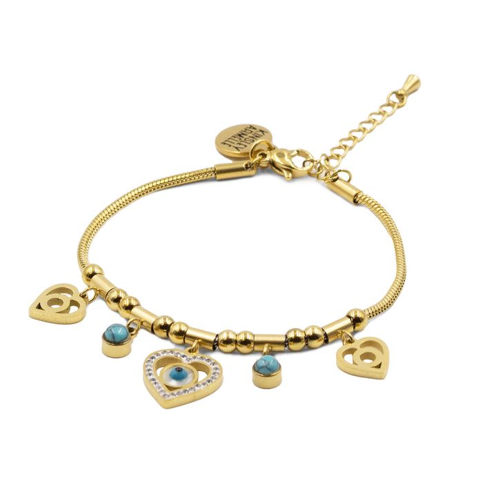 Delmira Collection - Evil Eye Heart Charm Bracelet (Ambassador)