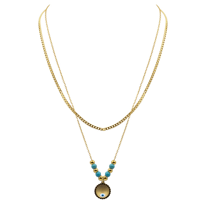Delmira Collection - Evil Eye Layered Pendant Necklace