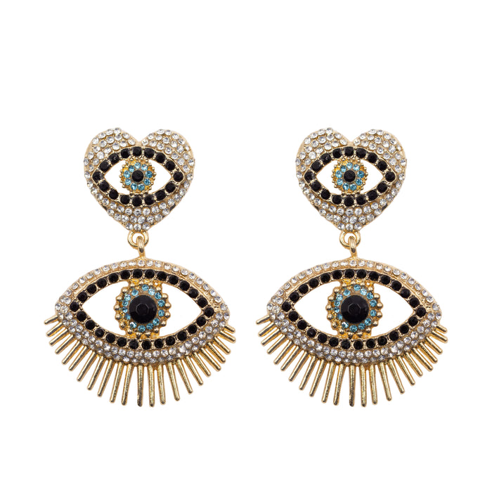 Delmira Collection - Evil Eye Heart Earrings (Wholesale)