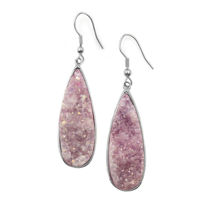 Druzy Collection - Silver Lilac Quartz Drop Earrings (Limited Edition)