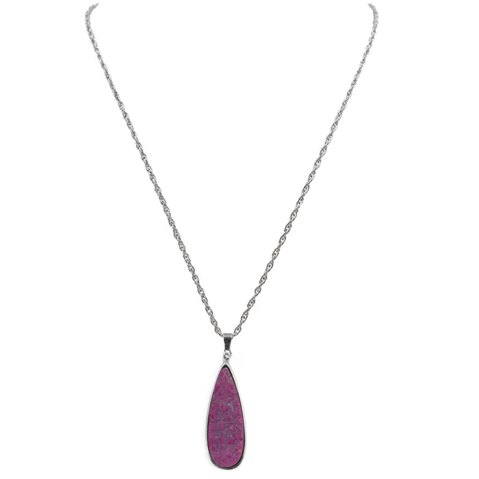 Druzy Collection - Silver Magenta Quartz Drop Necklace (Limited Edition) (Ambassador)