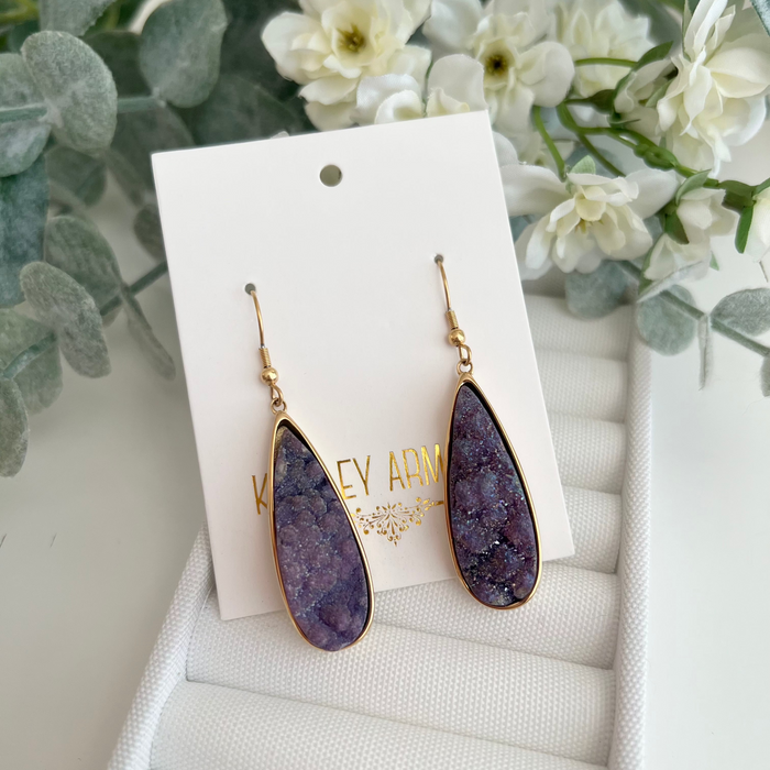 Druzy Collection - Royal Quartz Drop Earrings (FB Insiders)