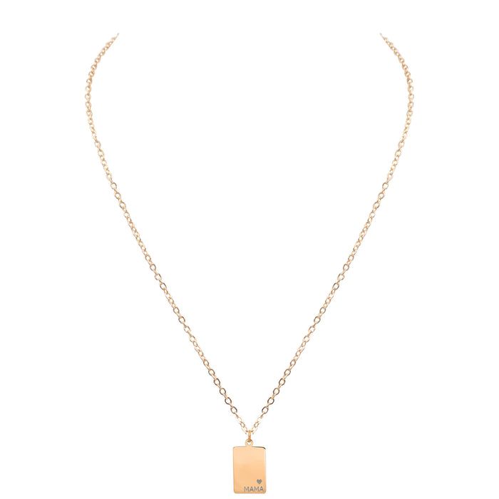 Mama Collection - Rose Gold Engraved Rectangle Necklace