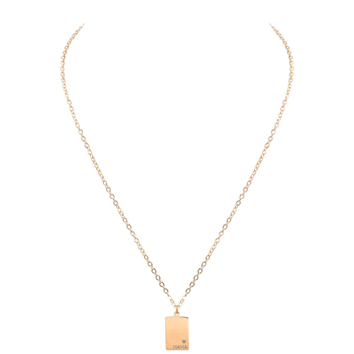 Mama Collection - Rose Gold Engraved Rectangle Necklace (Ambassador)