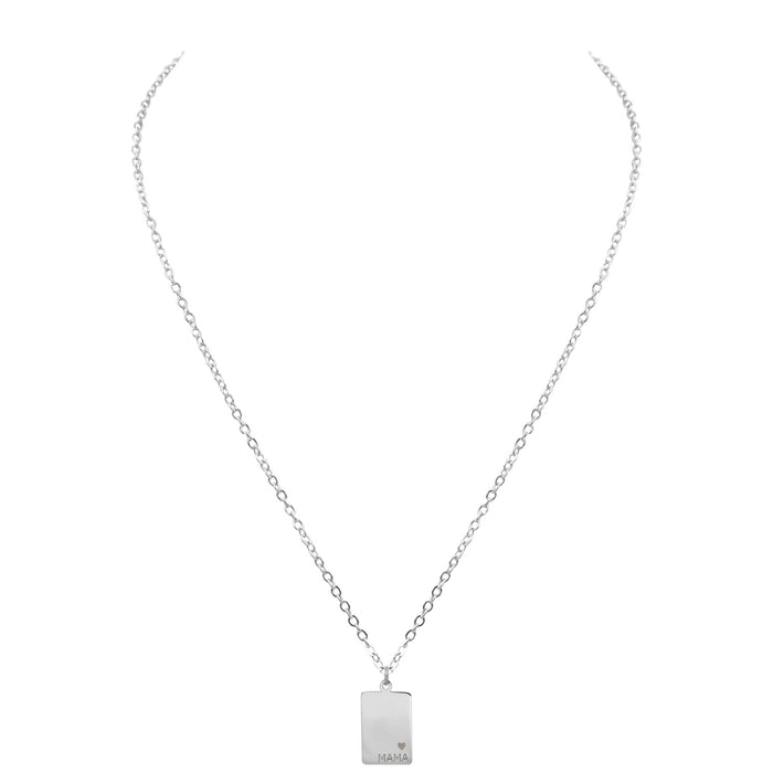 Mama Collection - Silver Engraved Rectangle Necklace (Wholesale)