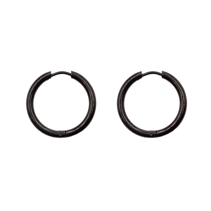 Mara Collection - Black Hoop Earrings (Wholesale)