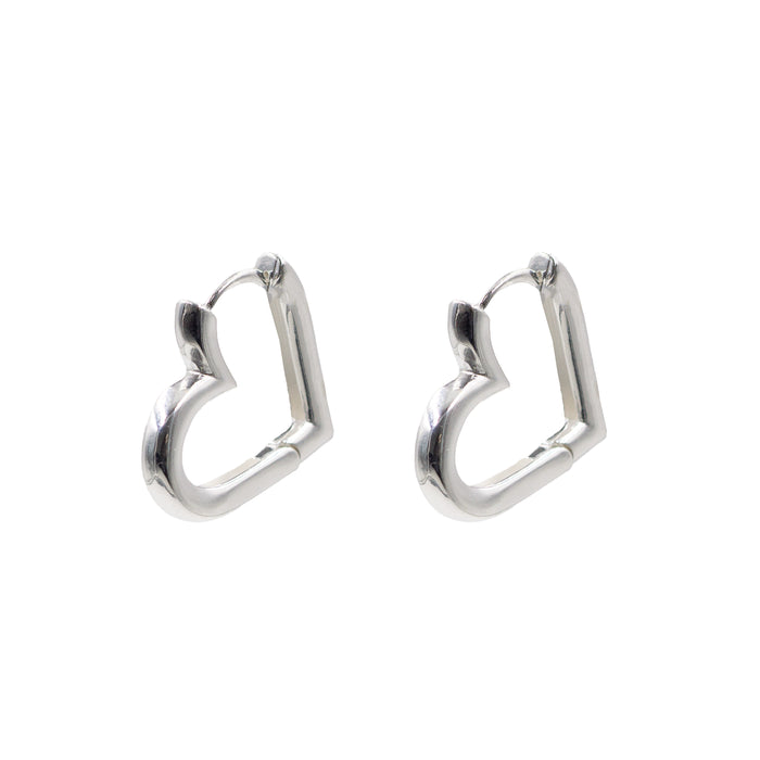 Maree Collection - Silver Heart Hoop Earrings (Wholesale)