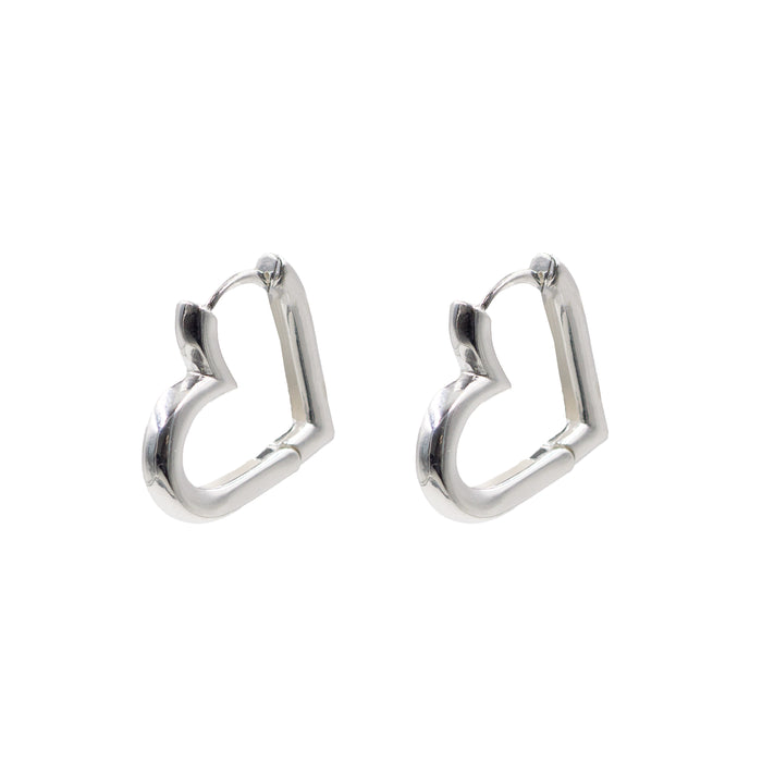 Maree Collection - Silver Heart Hoop Earrings