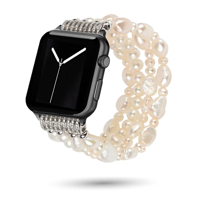 Perla Collection - Silver Mother Of Pearl Apple Watch Band (Wholesale)