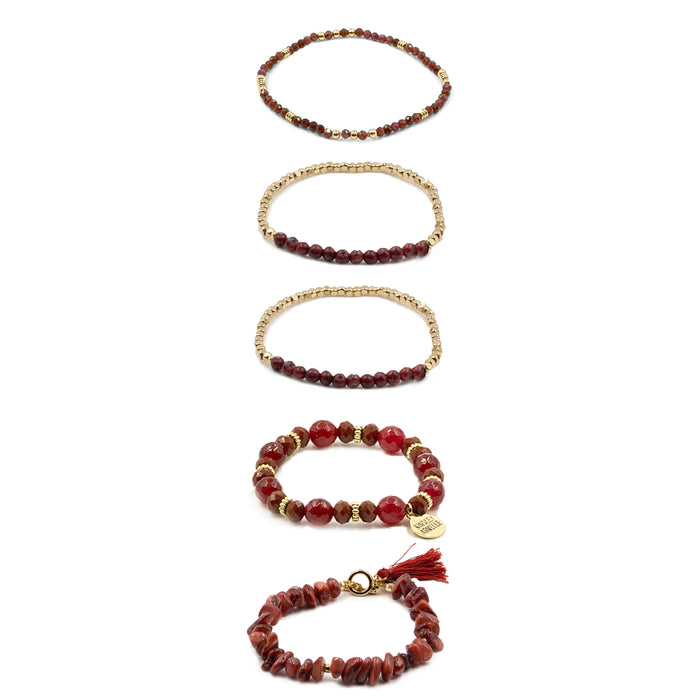 Stacked Collection - Burgundy Bracelet Set (Limited Edition)