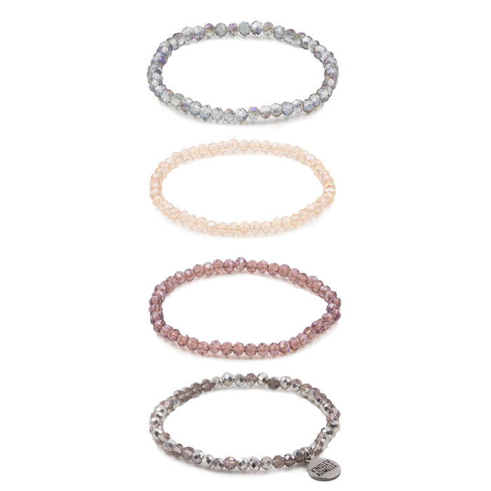 Stacked Collection - Silver Mauve Bracelet Set