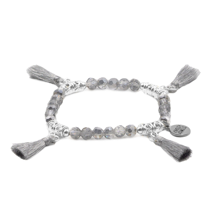 Tassel Collection - Silver Crystal Glass Bracelet (Wholesale)