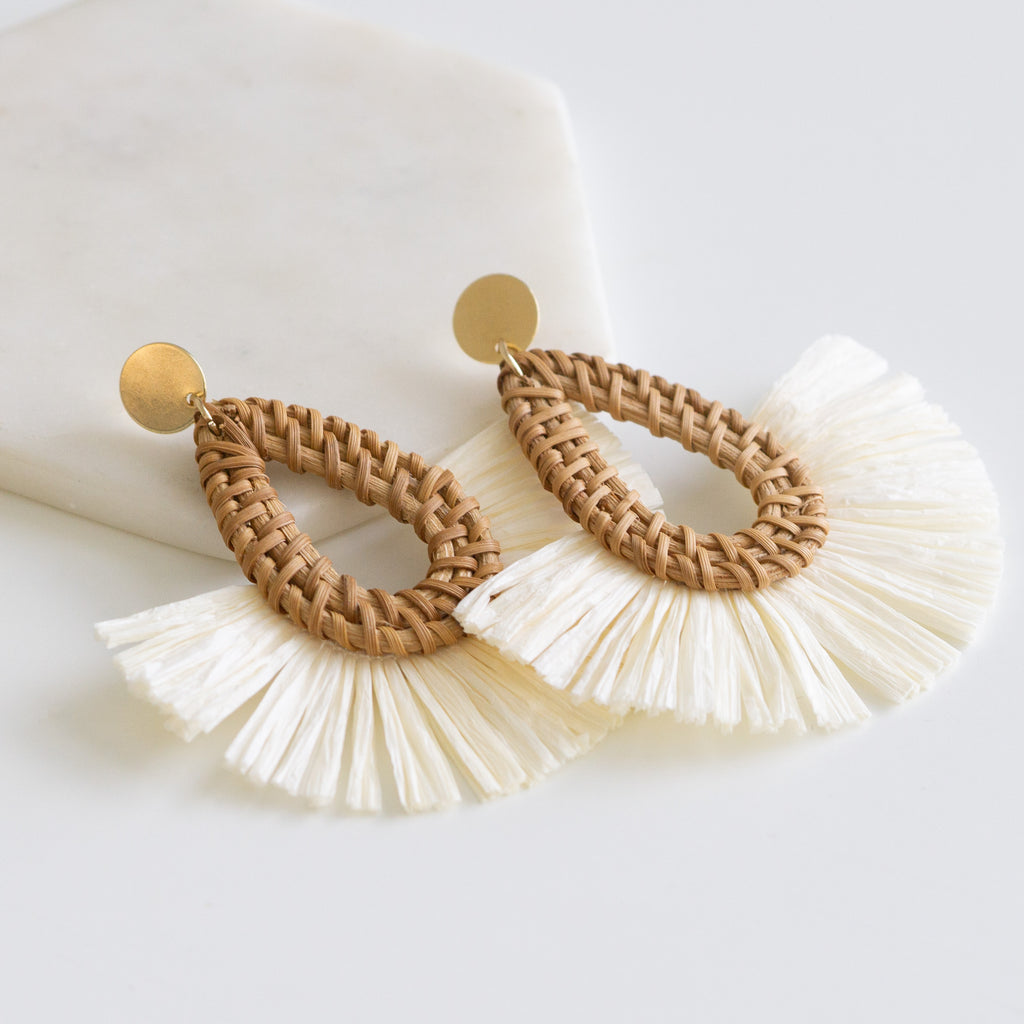 Tide Collection - Teardrop Rattan Earrings