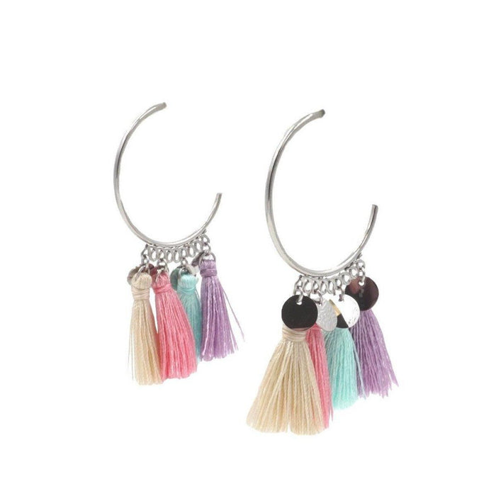Tassel Collection - Silver Chika Earrings (Wholesale)