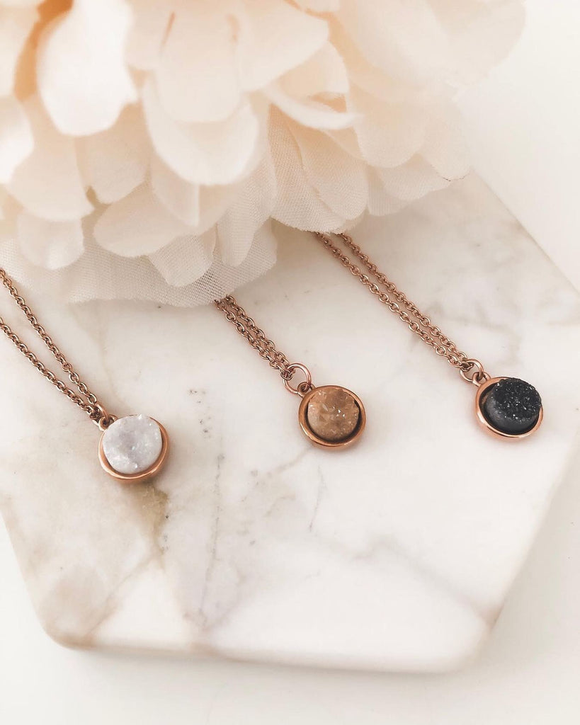 Stone Collection - Rose Gold Quartz Necklace Set