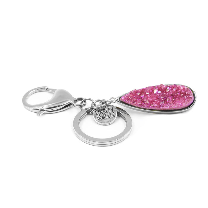 Accessory Collection - Silver Blush Quartz Drop Keychain (Wholesale)
