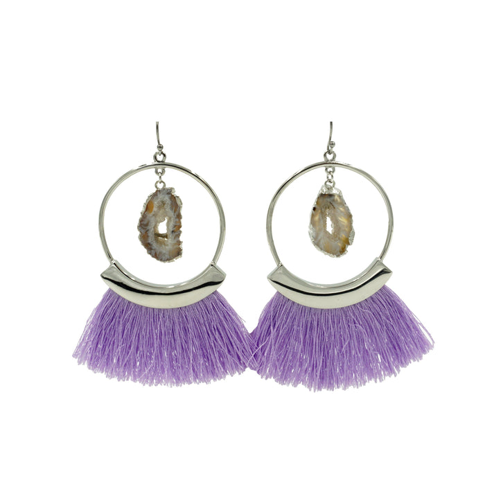 Agate Collection - Silver Royal Fringe Earrings - Kinsley Armelle
