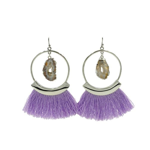 Agate Collection - Silver Royal Fringe Earrings (Wholesale) - Kinsley Armelle