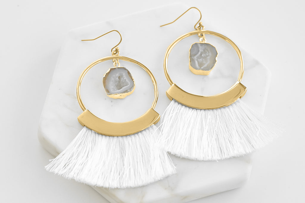 Agate Collection - Ashen Fringe Earrings