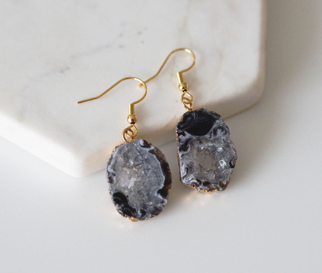 Agate Collection - Petite Smoky Drop Earrings
