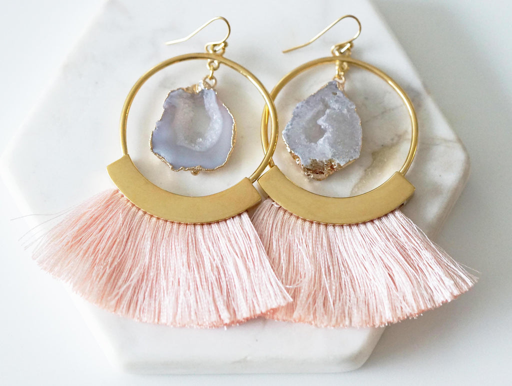 Agate Collection - Punch Fringe Earrings