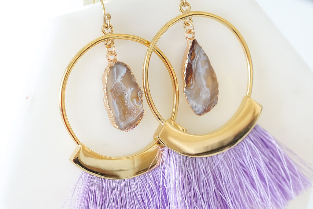 Agate Collection - Royal Fringe Earrings