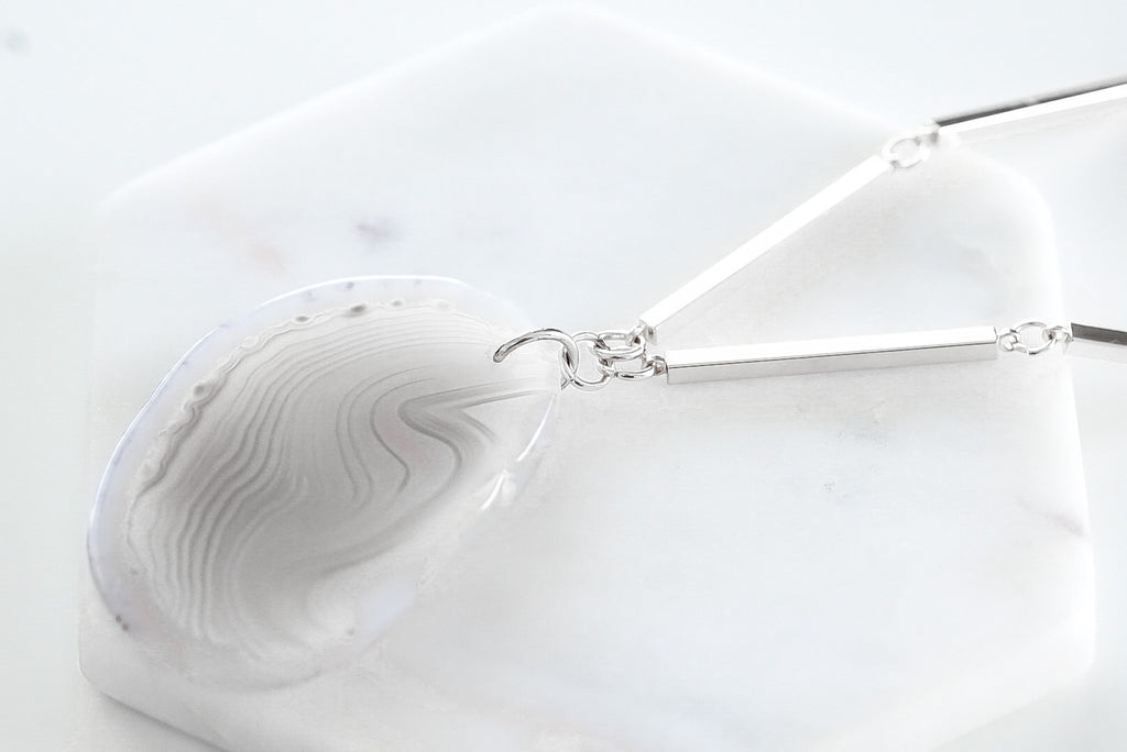 Agate Collection - Silver Ashen Necklace