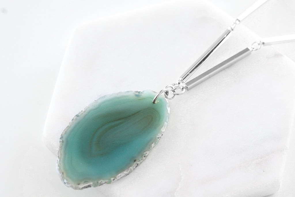 Agate Collection - Silver Jade Necklace