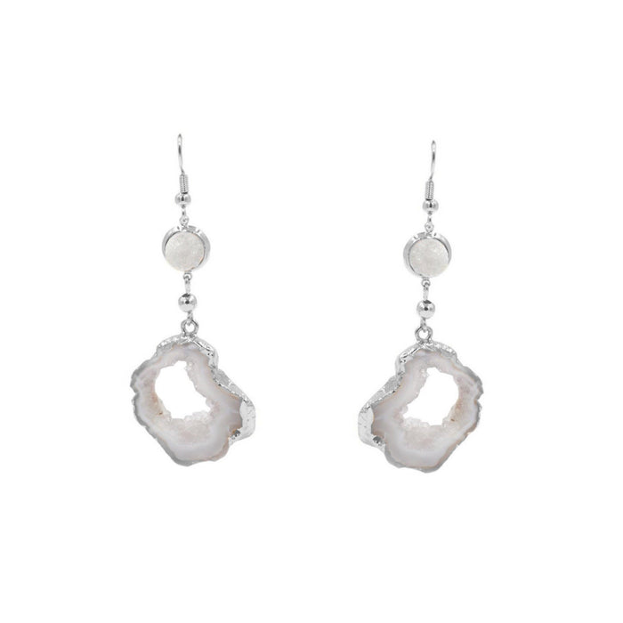 Agate Collection - Silver Pearl Drop Earrings