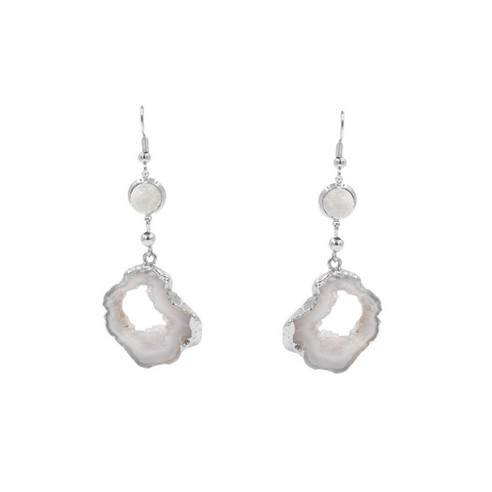 Agate Collection - Silver Pearl Drop Earrings (Wholesale)