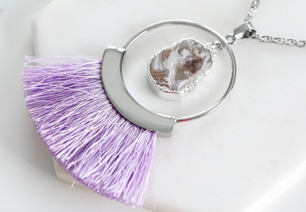 Agate Collection - Silver Royal Fringe Necklace