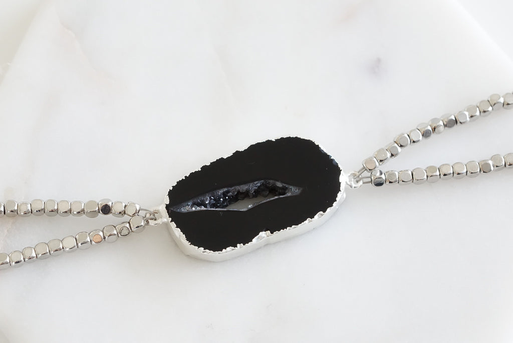 Agate Collection - Silver Slate Bracelet