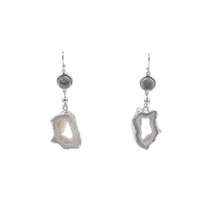 Agate Collection - Silver Stormy Drop Earrings (Wholesale)