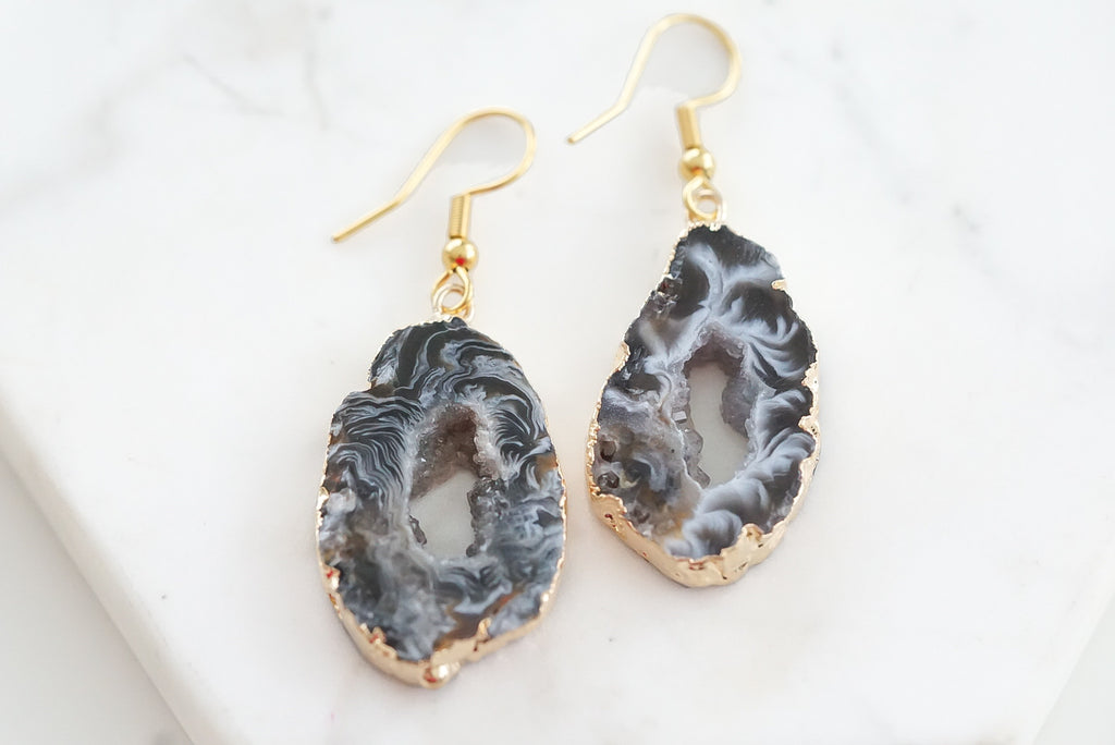 Agate Collection - Smoky Drop Earrings