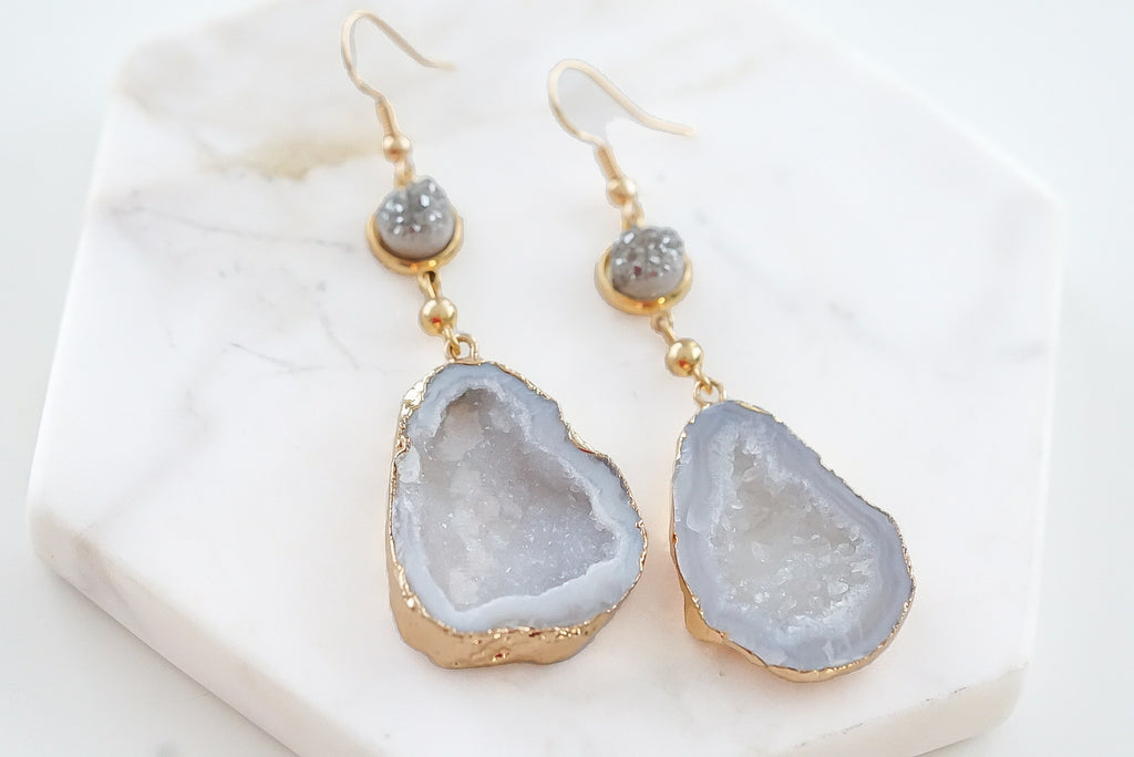 Agate Collection - Stormy Drop Earrings