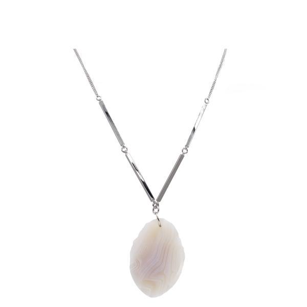 Agate Collection - Silver Ashen Necklace (Wholesale) - Kinsley Armelle