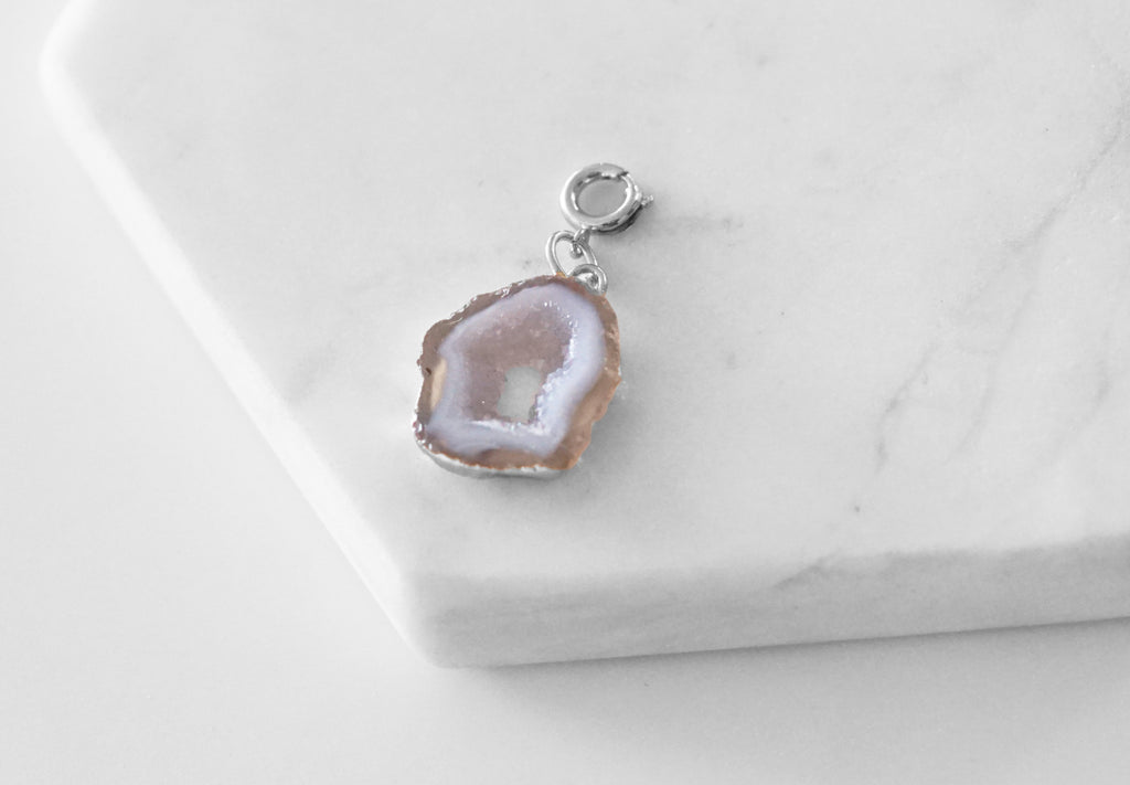 Maker Collection - Petite Silver White Agate Stone Charm