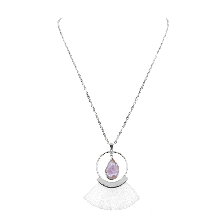 Agate Collection - Silver Ashen Fringe Necklace (Wholesale)