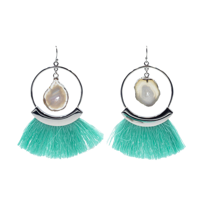 Agate Collection - Silver Mint Fringe Earrings - Kinsley Armelle