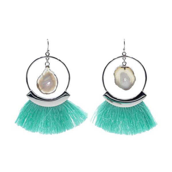 Agate Collection - Silver Mint Fringe Earrings (Wholesale) - Kinsley Armelle