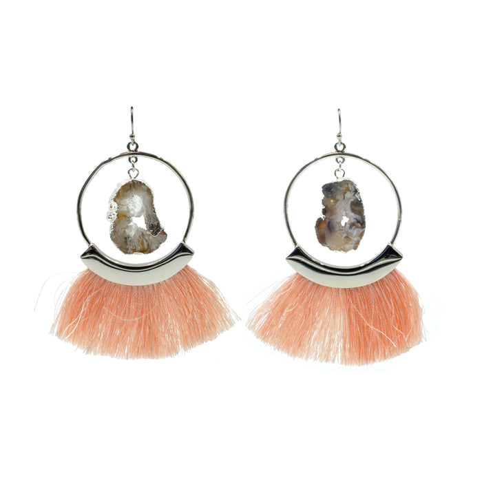 Agate Collection - Silver Punch Fringe Earrings