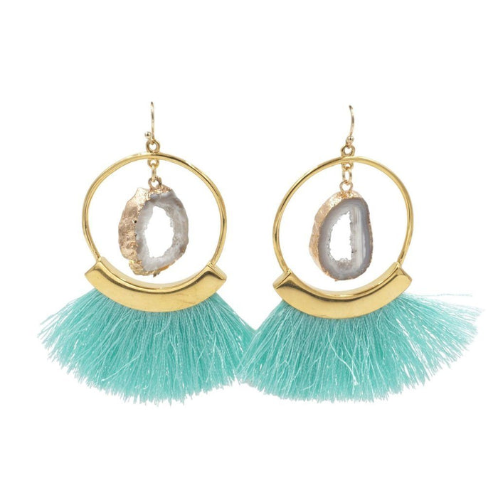 Agate Collection - Mint Fringe Earrings (Wholesale) - Kinsley Armelle