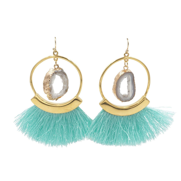 Agate Collection - Mint Fringe Earrings - Kinsley Armelle