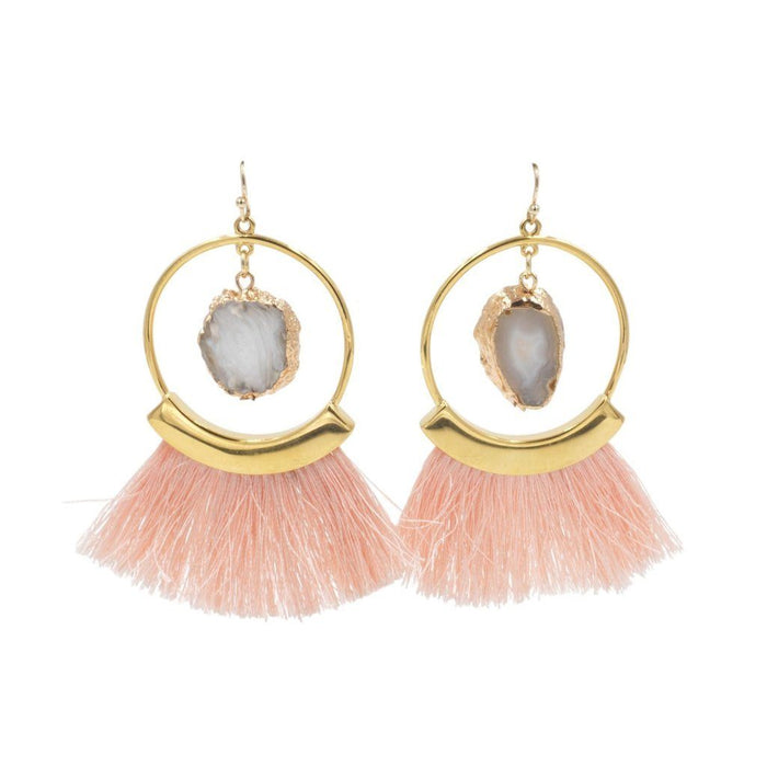 Agate Collection - Punch Fringe Earrings (Wholesale) - Kinsley Armelle